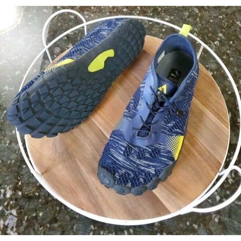 Troadlop Men's Running Shoes‎ Sz 14 Blu Yellow Aqua Water Hiking Camp Minimalist